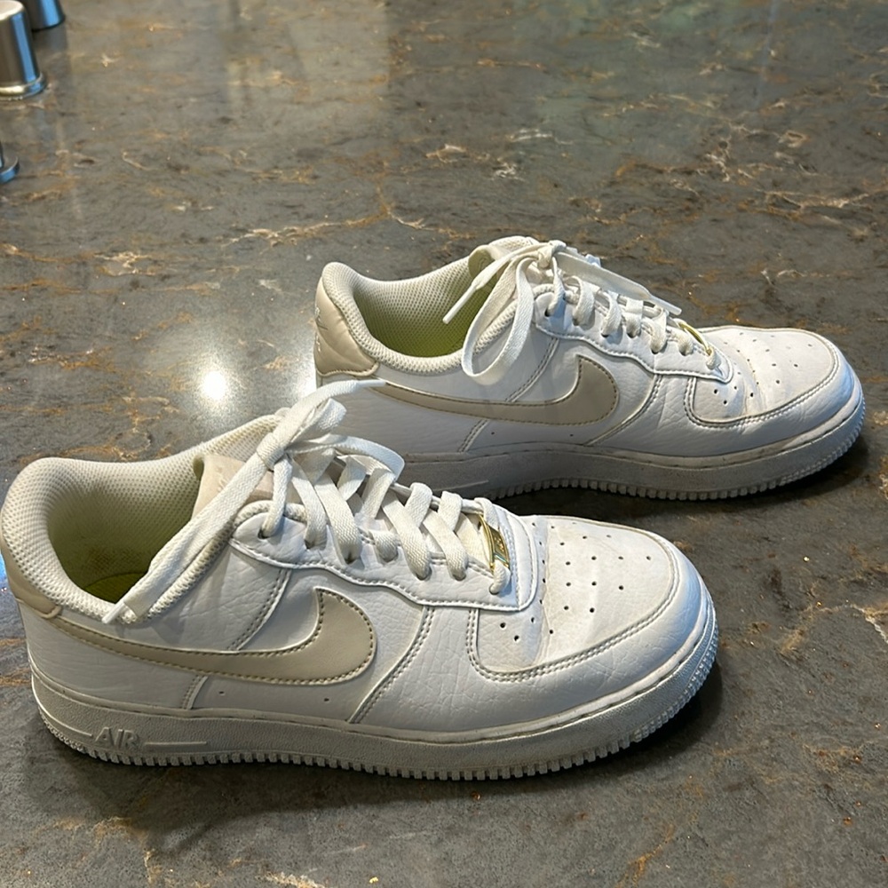 Nike White and Cream Sneakers Air Force 1